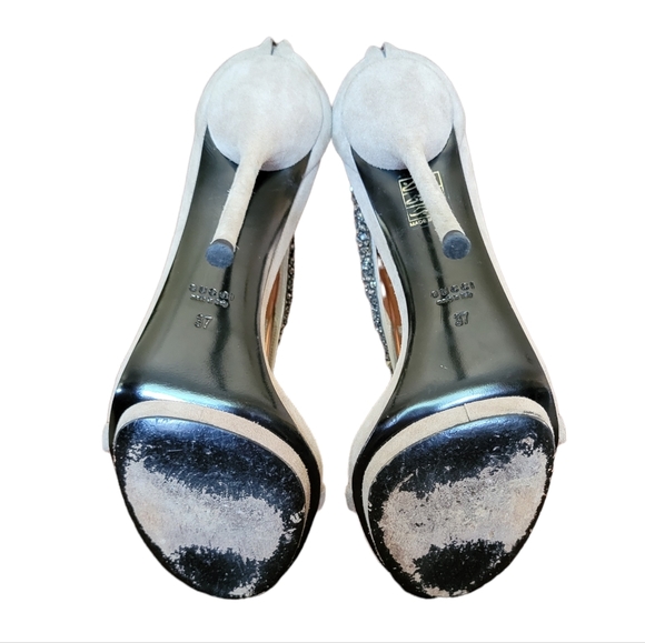 Gucci Taupe Black Diamond Crystals Kid Scamosciato Formal Heel Shoes 37 (7) - Picture 9 of 13